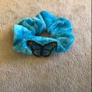 Blue scrunchie with butterfly